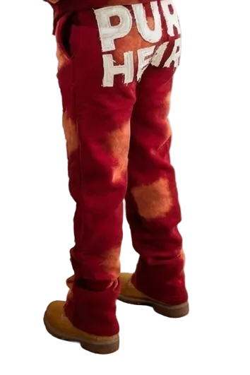 'Distressed' Women's Sweats Burgundy