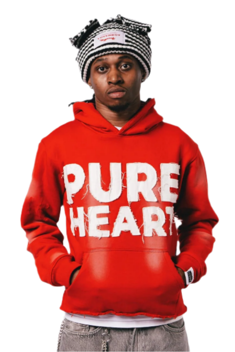 'Distressed' Hoodie Red