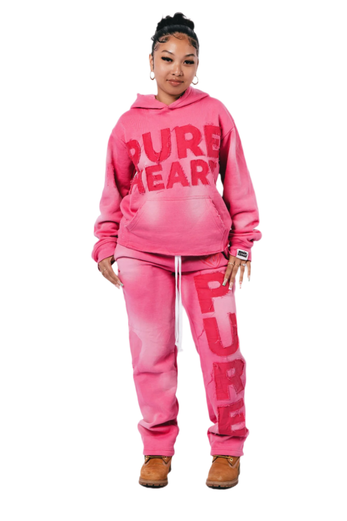 'Distressed' Sweatsuit Pink on Pink